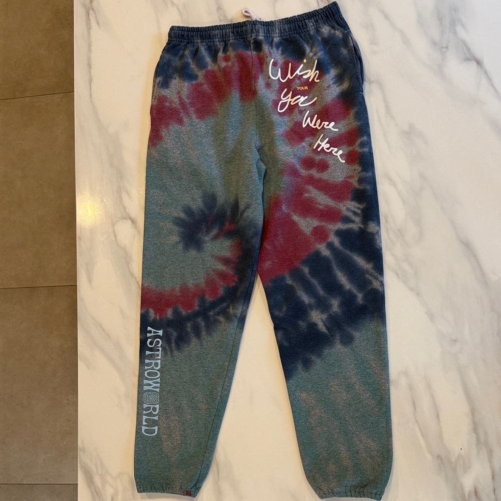 Travis Scott Astroworld Tie-Dye Men's Joggers - Red and Blue L